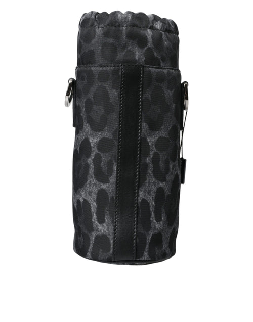 Dolce & Gabbana Black Leopard Round Slim Tote Bottle Cage Bag - ClickThatClicks 