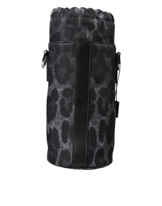 Dolce & Gabbana Black Leopard Round Slim Tote Bottle Cage Bag - ClickThatClicks 