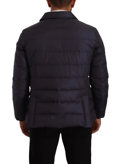 Dolce & Gabbana Blue Silk Goat Coat Blouson Winter Jacket - ClickThatClicks 
