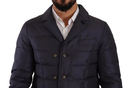 Dolce & Gabbana Blue Silk Goat Coat Blouson Winter Jacket - ClickThatClicks 