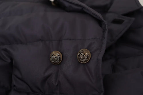 Dolce & Gabbana Blue Silk Goat Coat Blouson Winter Jacket - ClickThatClicks 