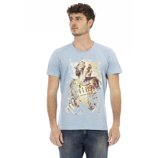 Trussardi Action Light Blue Cotton Men T-Shirt - ClickThatClicks 
