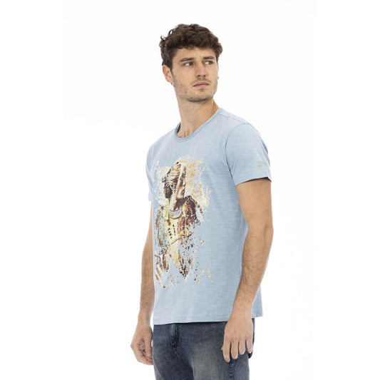 Trussardi Action Light Blue Cotton Men T-Shirt - ClickThatClicks 