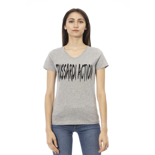 Trussardi Action Gray Cotton Women T-Shirt - ClickThatClicks 