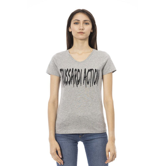 Trussardi Action Gray Cotton Women T-Shirt - ClickThatClicks 