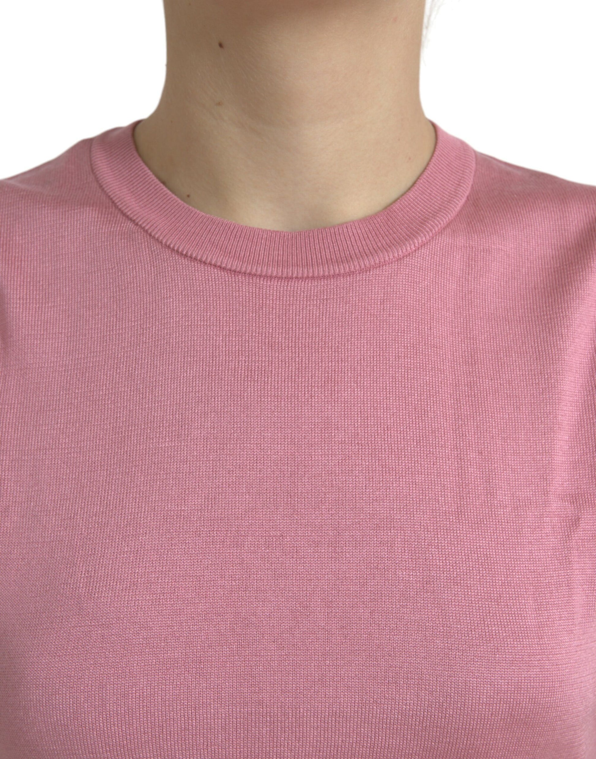 Dolce & Gabbana Pink Crew Neck Cropped Sleeveless Tank Top - ClickThatClicks 