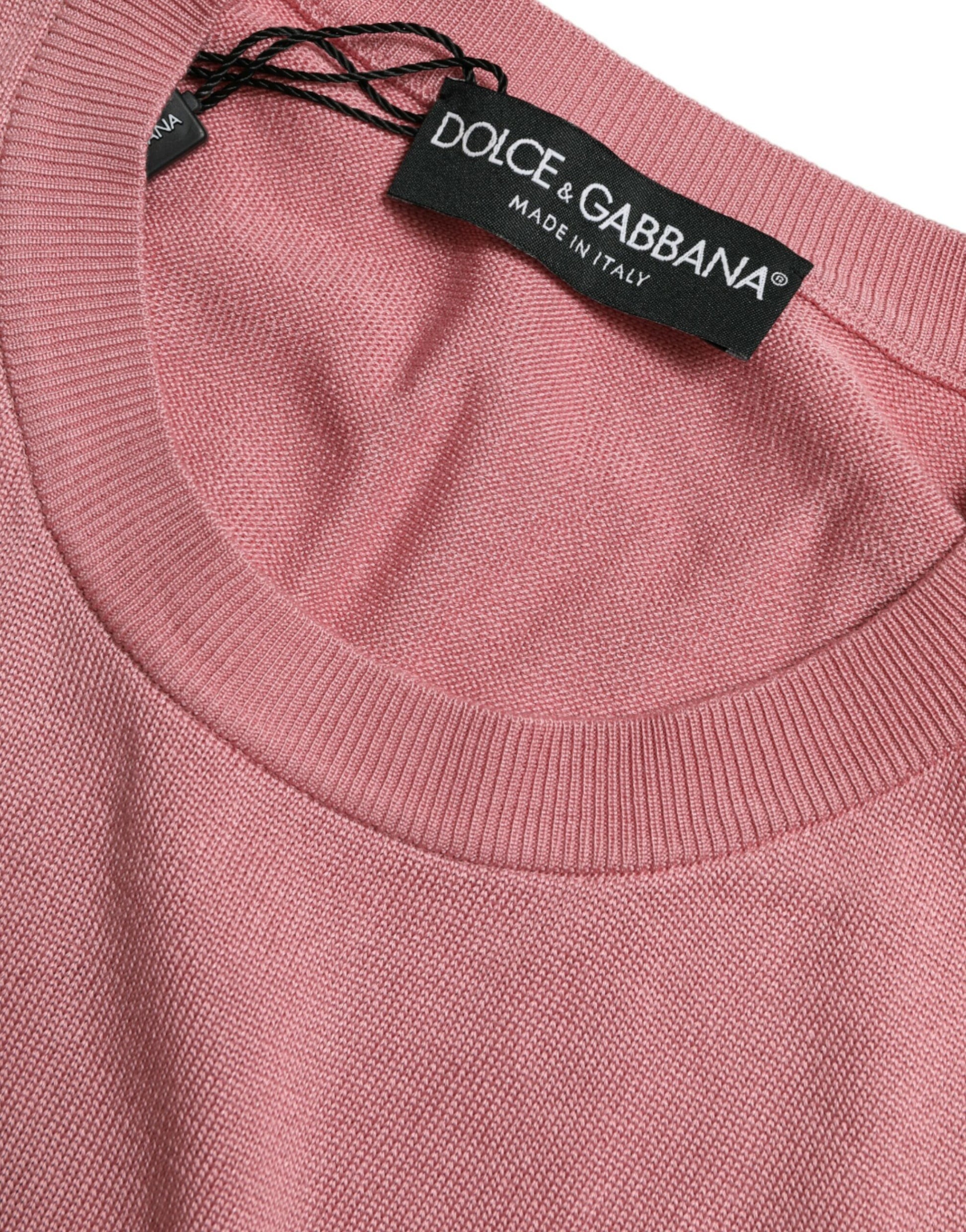 Dolce & Gabbana Pink Crew Neck Cropped Sleeveless Tank Top - ClickThatClicks 