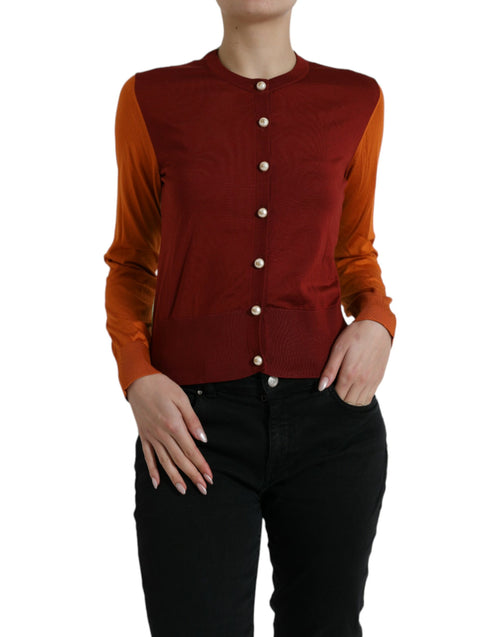 Dolce & Gabbana Multicolor Silk Crewneck Cardigan Sweater - ClickThatClicks 