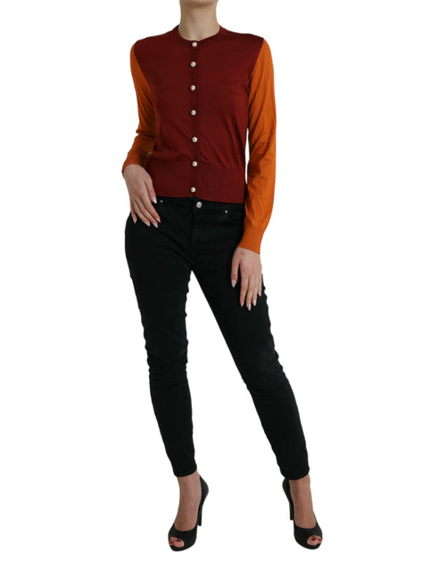Dolce & Gabbana Multicolor Silk Crewneck Cardigan Sweater - ClickThatClicks 