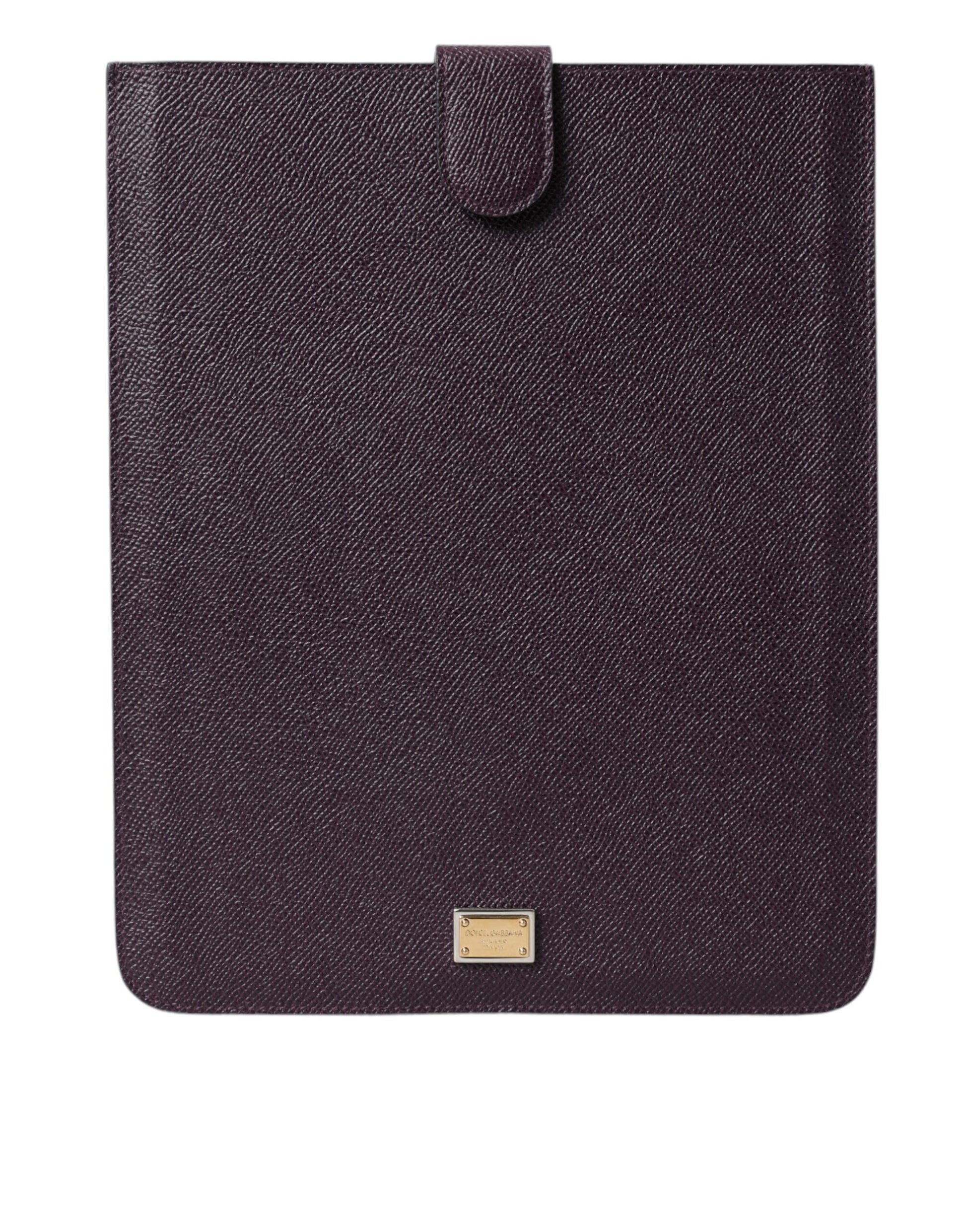 Dolce & Gabbana Dark Brown Leather Logo Plaque Cover Sleeve Tablet Case - ClickThatClicks 