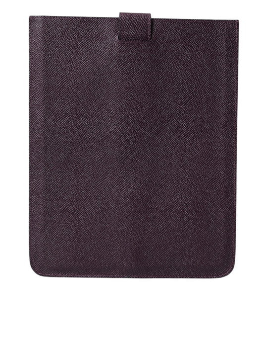 Dolce & Gabbana Dark Brown Leather Logo Plaque Cover Sleeve Tablet Case - ClickThatClicks 