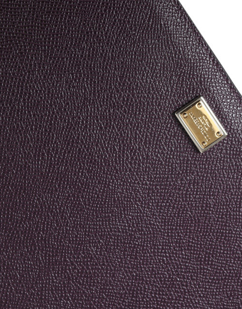 Dolce & Gabbana Dark Brown Leather Logo Plaque Cover Sleeve Tablet Case - ClickThatClicks 