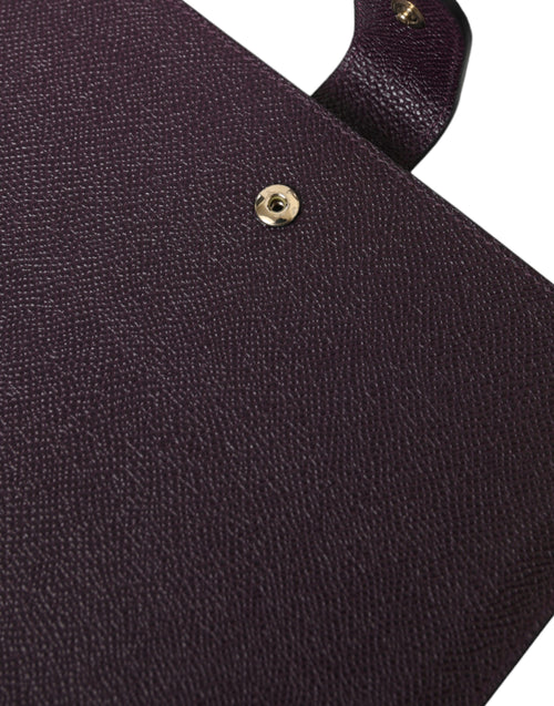 Dolce & Gabbana Dark Brown Leather Logo Plaque Cover Sleeve Tablet Case - ClickThatClicks 
