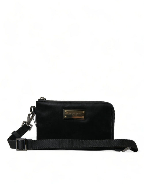 Dolce & Gabbana Black Nylon Logo Plaque Keyring Pouch Clutch Bag - ClickThatClicks 