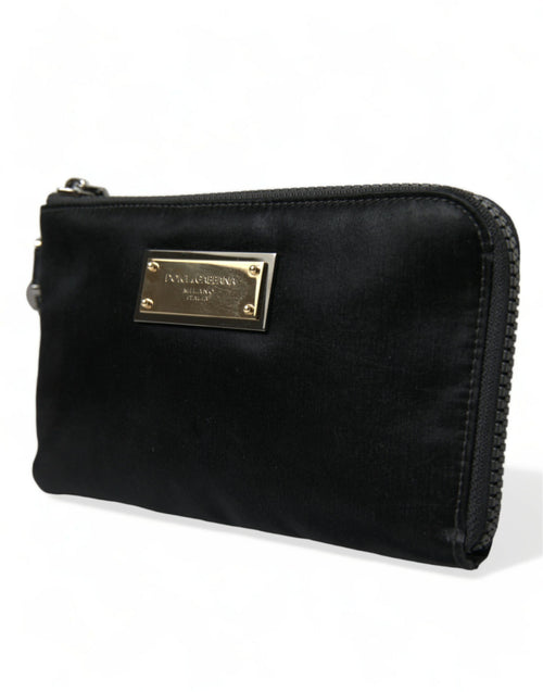 Dolce & Gabbana Black Nylon Logo Plaque Keyring Pouch Clutch Bag - ClickThatClicks 