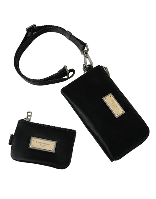 Dolce & Gabbana Black Nylon Logo Plaque Keyring Pouch Clutch Bag - ClickThatClicks 