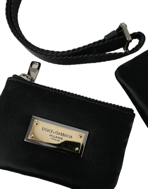 Dolce & Gabbana Black Nylon Logo Plaque Keyring Pouch Clutch Bag - ClickThatClicks 