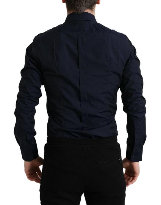 Dolce & Gabbana Navy Blue Slim Fit Formal GOLD Dress Shirt - ClickThatClicks 
