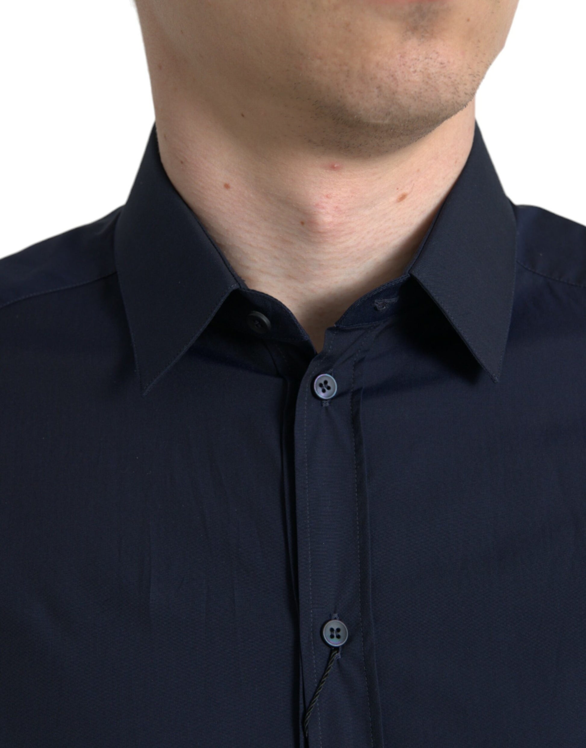 Dolce & Gabbana Navy Blue Slim Fit Formal GOLD Dress Shirt - ClickThatClicks 