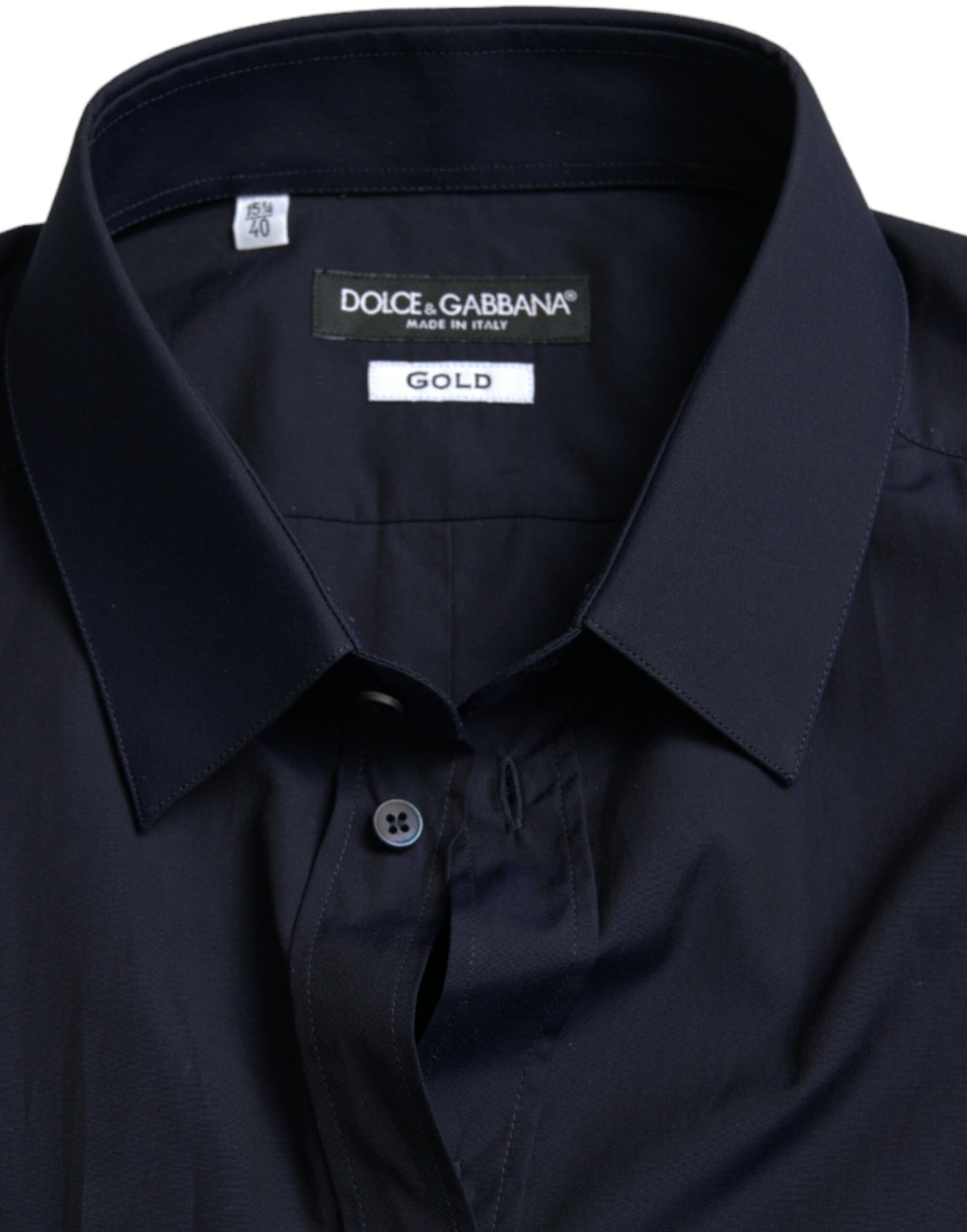 Dolce & Gabbana Navy Blue Slim Fit Formal GOLD Dress Shirt - ClickThatClicks 