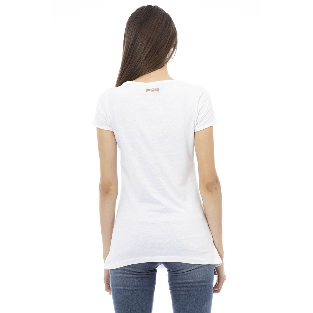 Just Cavalli White Cotton Women T-Shirt - ClickThatClicks 
