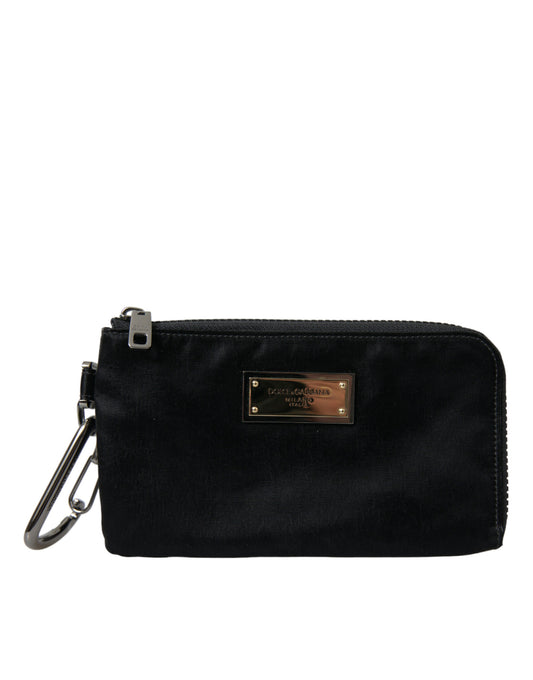Dolce & Gabbana Black Nylon Logo Plaque Keyring Pouch Clutch Bags - ClickThatClicks 