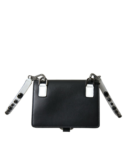 Dolce & Gabbana Black White Leather Crystal Embellished Cardholder Wallet - ClickThatClicks 
