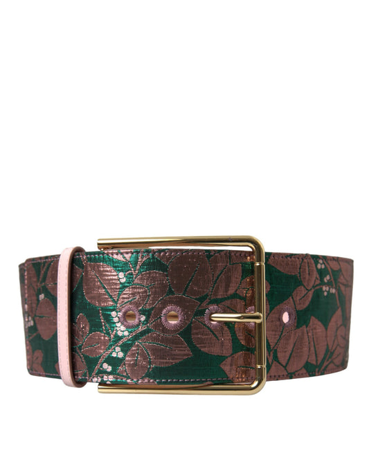 Dolce & Gabbana Multicolor Floral Jacquard Lurex Gold Buckle Belt - ClickThatClicks 