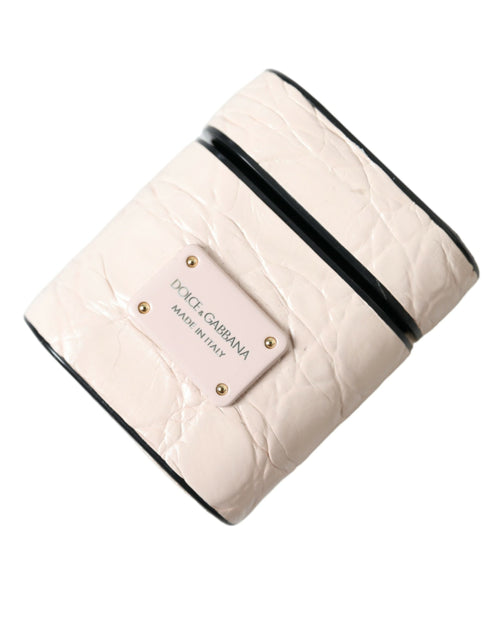 Dolce & Gabbana Light Pink Calf Leather Metal Logo Plaque Airpods Case - ClickThatClicks 