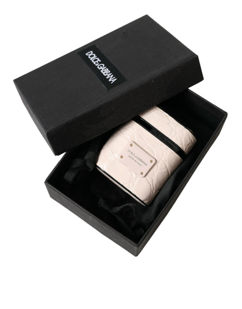 Dolce & Gabbana Light Pink Calf Leather Metal Logo Plaque Airpods Case - ClickThatClicks 