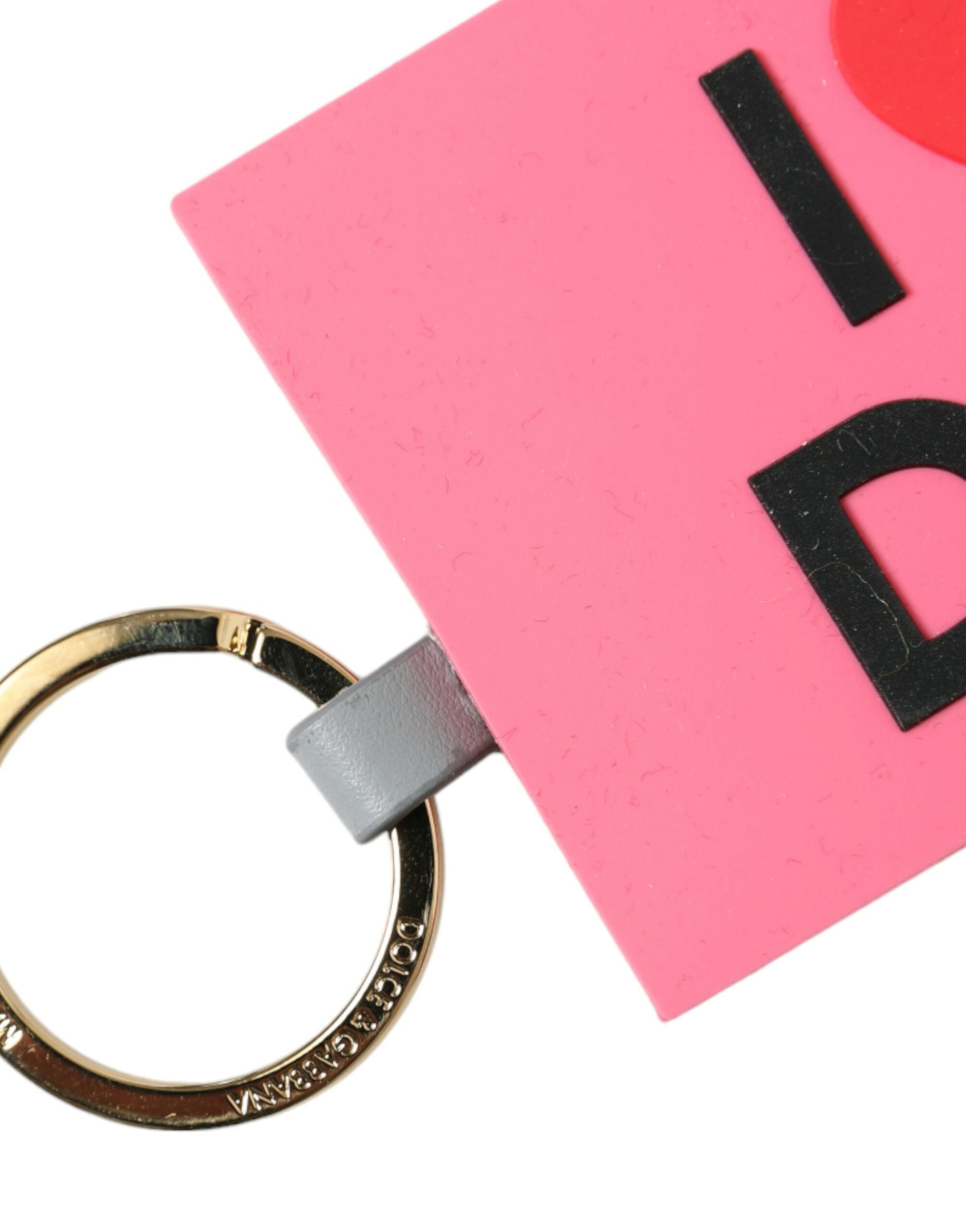 Dolce & Gabbana Pink Silicone DG Logo Gold Brass Keychain - ClickThatClicks 