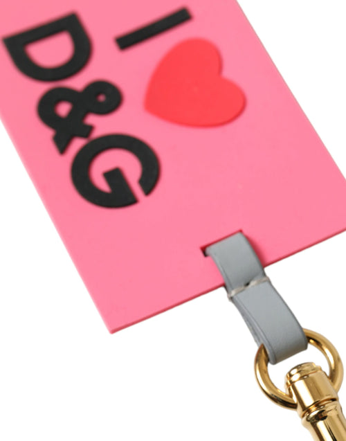 Dolce & Gabbana Pink Silicone DG Logo Gold Brass Keychain - ClickThatClicks 