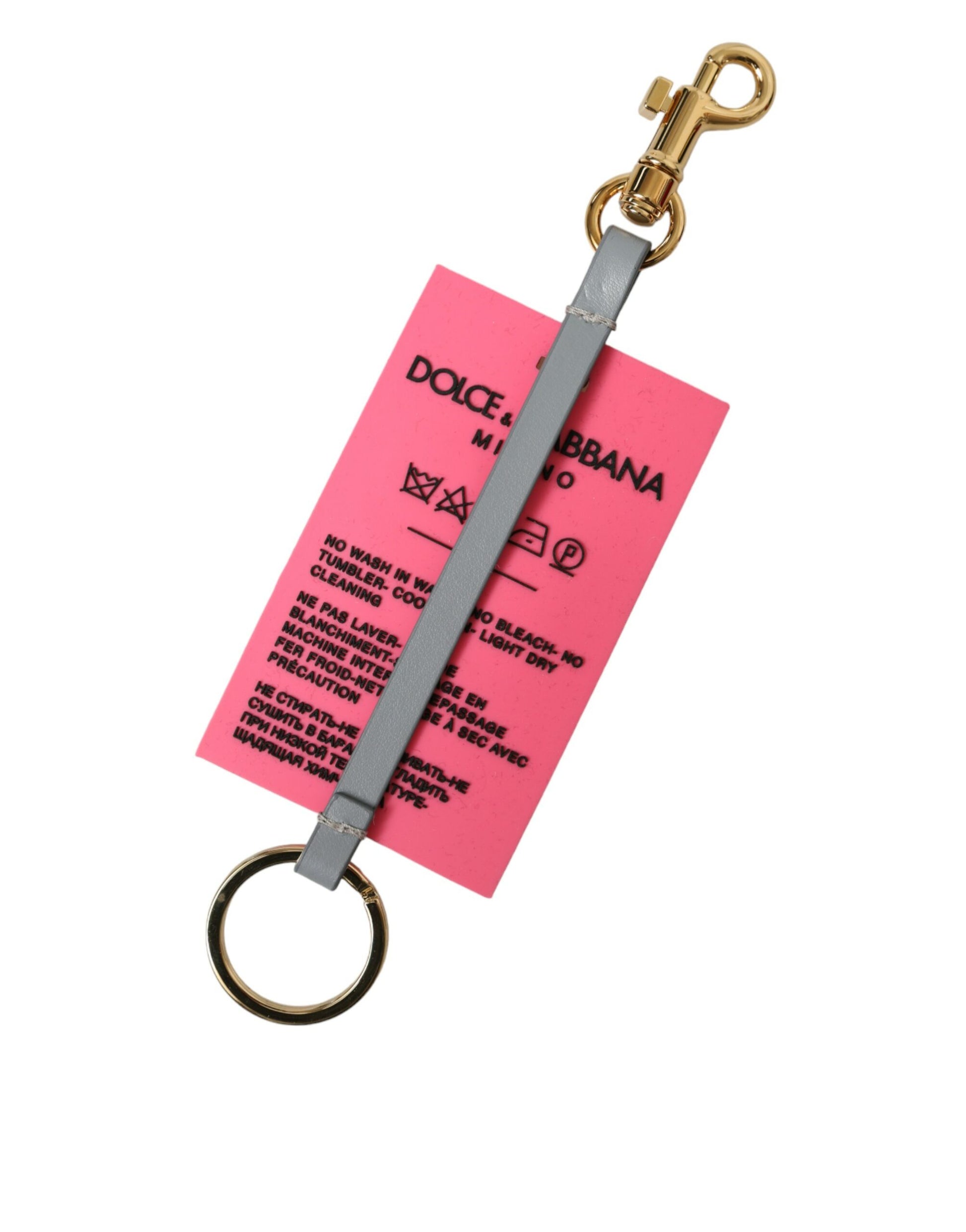 Dolce & Gabbana Pink Silicone DG Logo Gold Brass Keychain - ClickThatClicks 