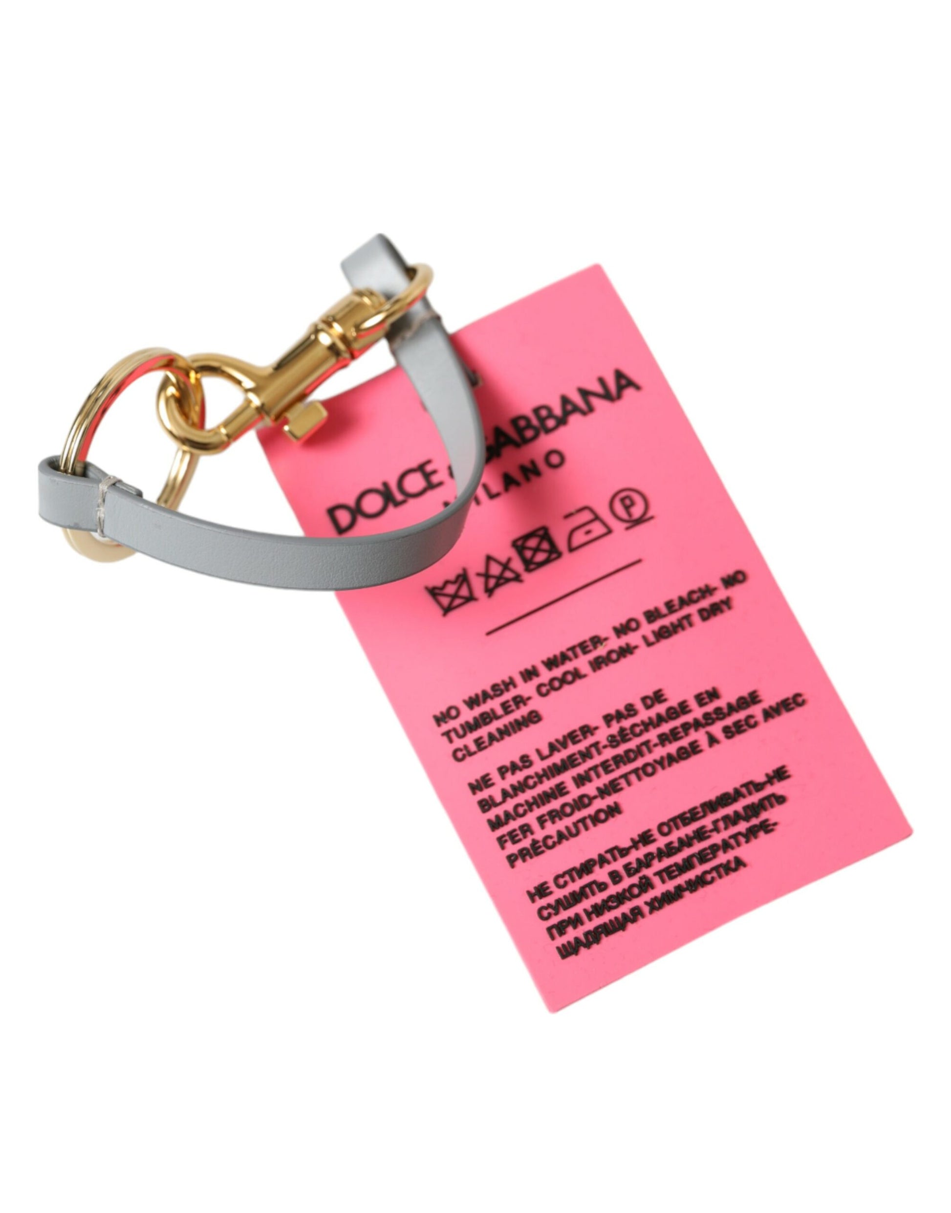 Dolce & Gabbana Pink Silicone DG Logo Gold Brass Keychain - ClickThatClicks 