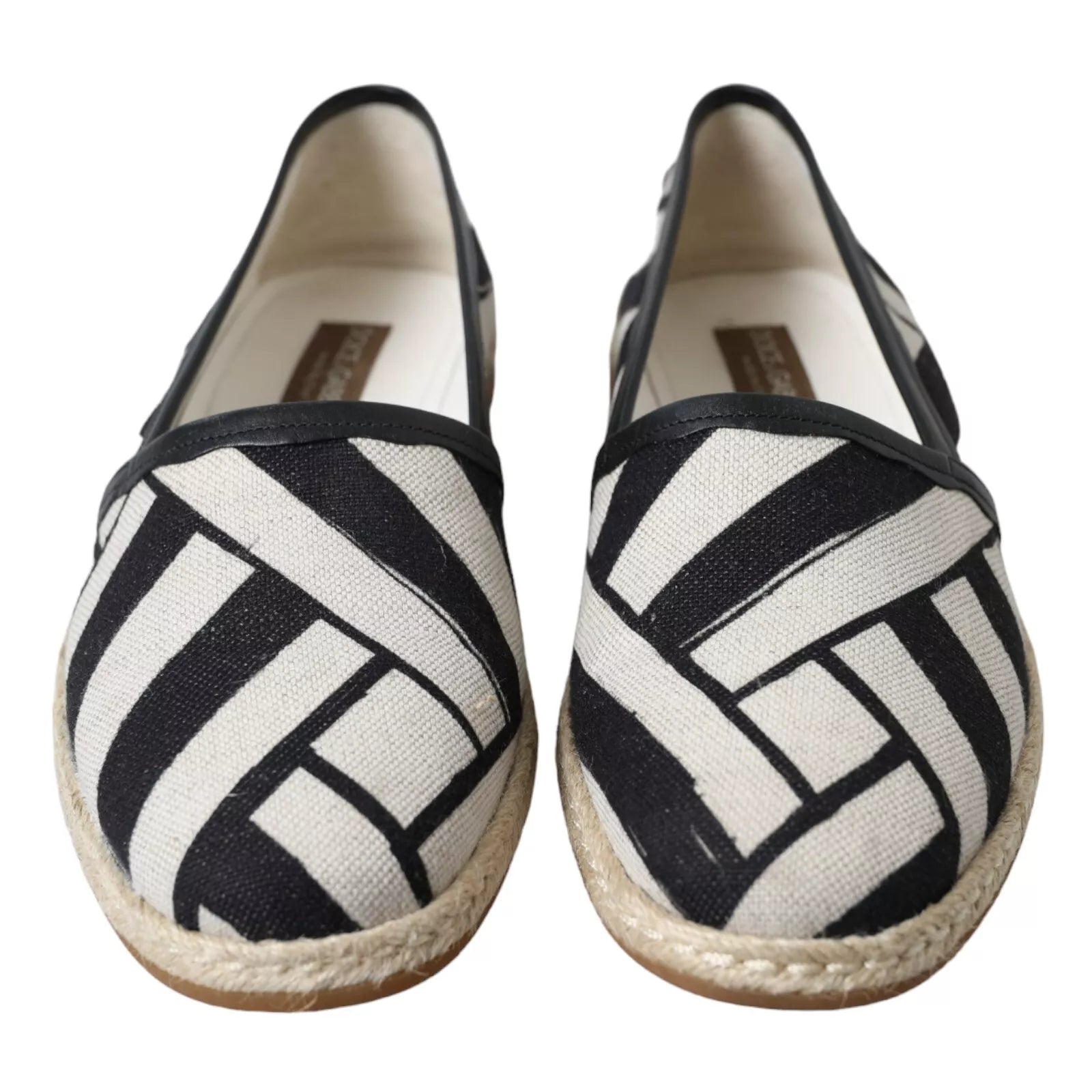 Dolce & Gabbana Black White Stripes Slip On Espadrille Shoes - ClickThatClicks 