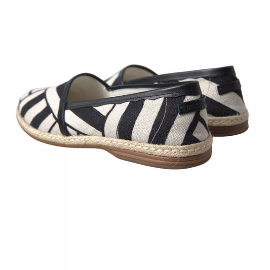 Dolce & Gabbana Black White Stripes Slip On Espadrille Shoes - ClickThatClicks 
