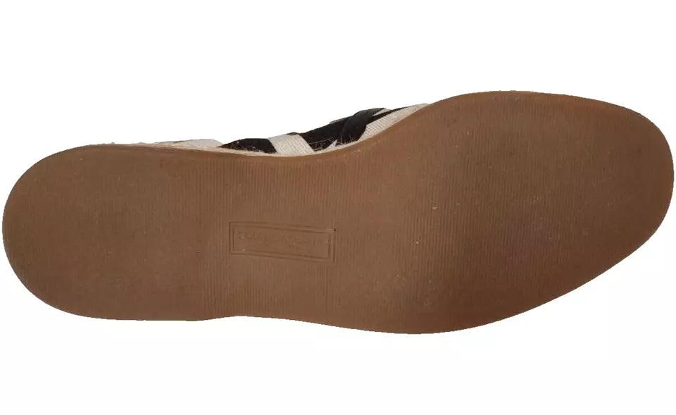 Dolce & Gabbana Black White Stripes Slip On Espadrille Shoes - ClickThatClicks 