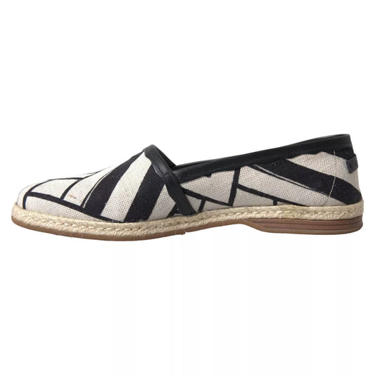 Dolce & Gabbana Black White Stripes Slip On Espadrille Shoes - ClickThatClicks 