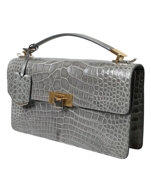 Balenciaga Gray Exotic Leather Medium Shoulder Hand Purse Bag - ClickThatClicks 