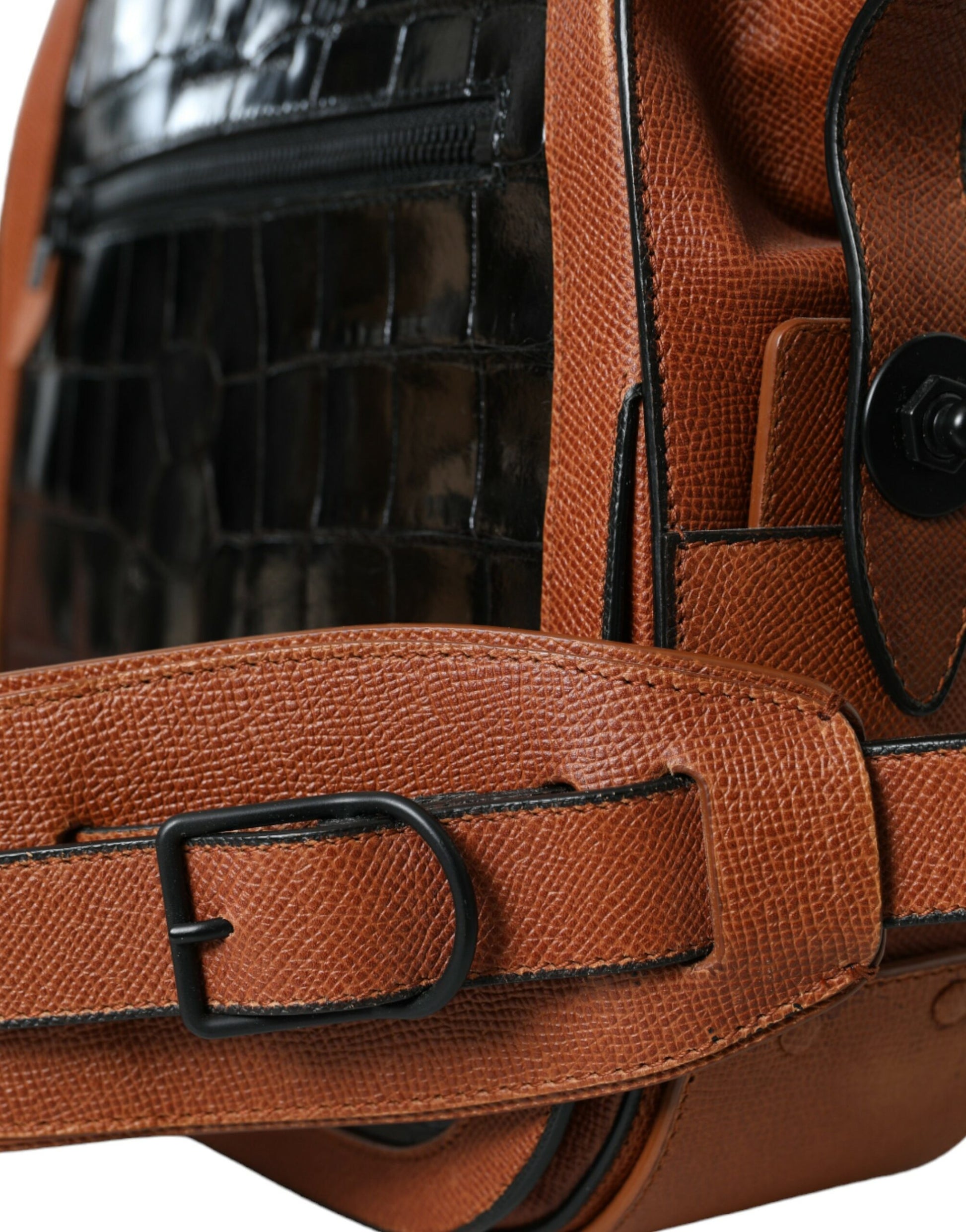 Balenciaga Black Brown Exotic Skin Leather Vertical Crossbody Purse Bag - ClickThatClicks 