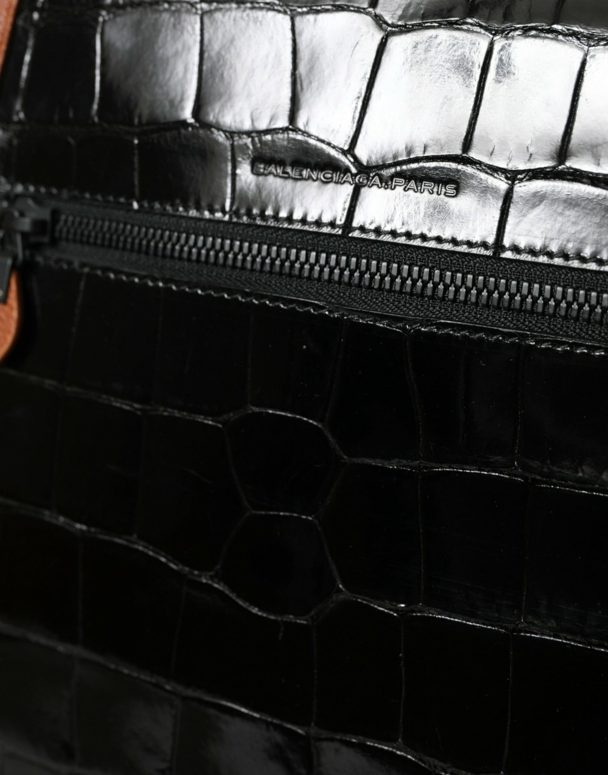 Balenciaga Black Brown Exotic Skin Leather Vertical Crossbody Purse Bag - ClickThatClicks 