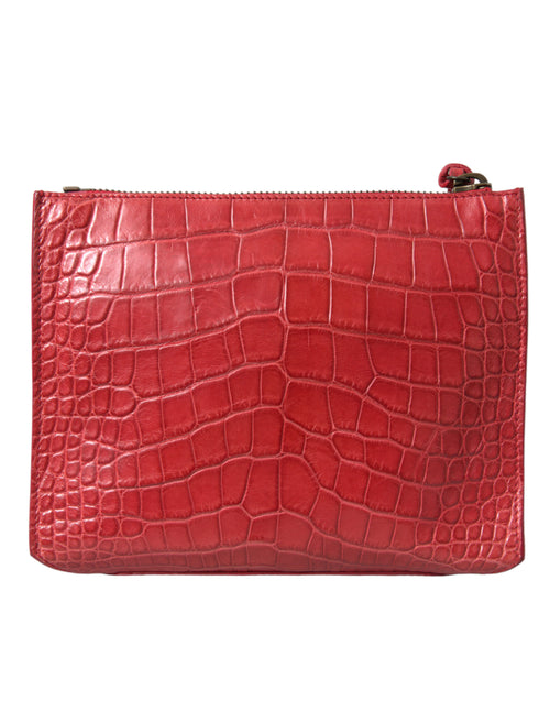 Balenciaga Red Exotic Skin Leather Classic Pouch Purse Wristlet Bag - ClickThatClicks 