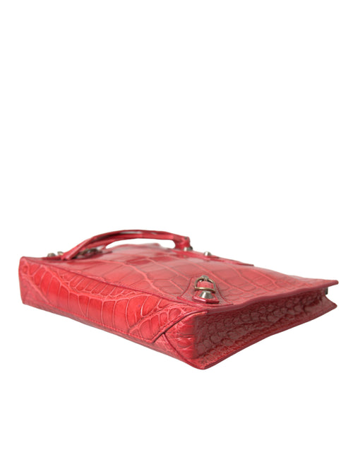 Balenciaga Red Exotic Skin Leather Classic Pouch Purse Wristlet Bag - ClickThatClicks 