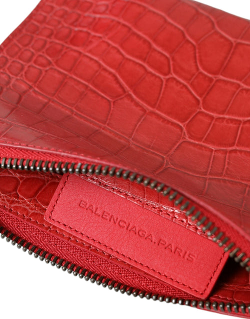 Balenciaga Red Exotic Skin Leather Classic Pouch Purse Wristlet Bag - ClickThatClicks 