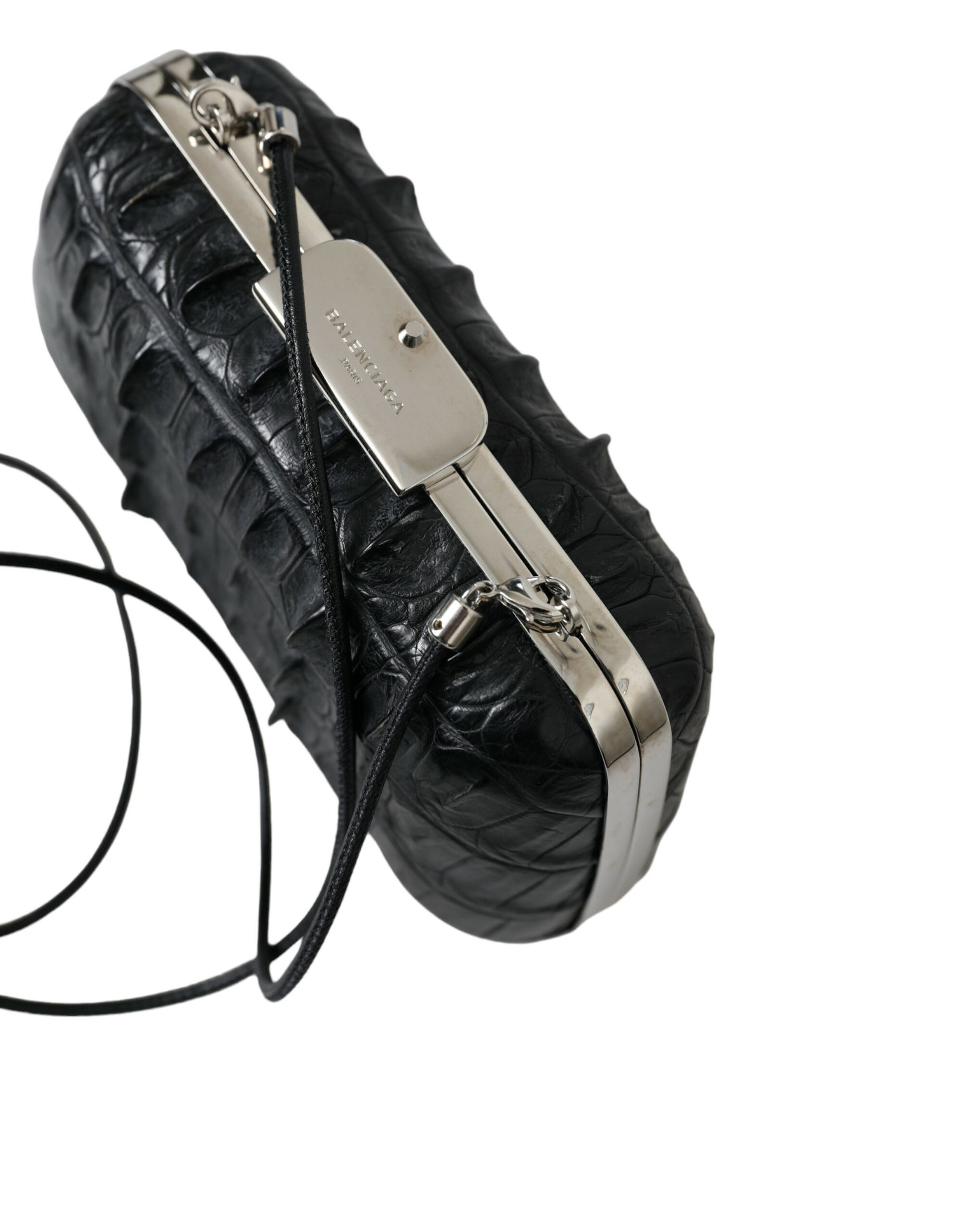 Balenciaga Black Exotic Skin Leather Shoulder Crossbody Box Clutch Bag - ClickThatClicks 
