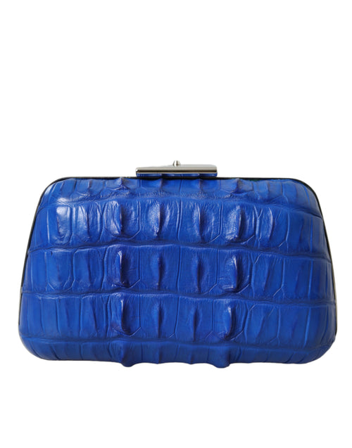 Balenciaga Blue Exotic Skin Leather Shoulder Crossbody Box Clutch Bag - ClickThatClicks 