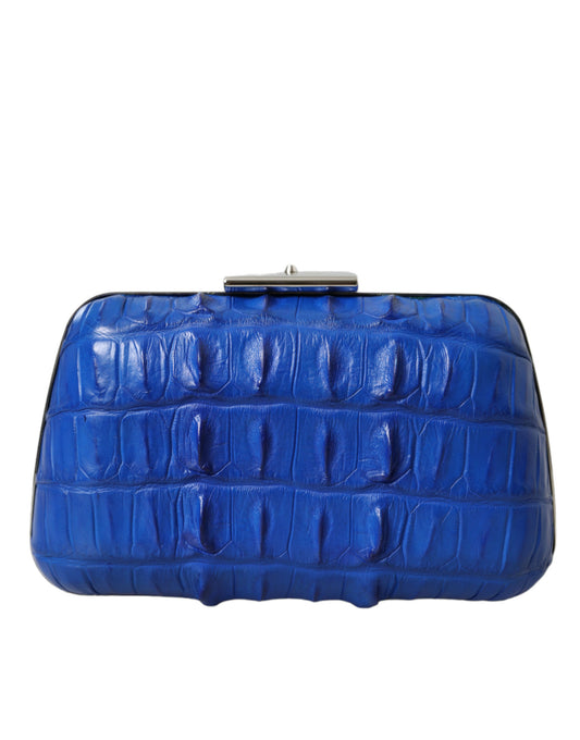 Balenciaga Blue Exotic Skin Leather Shoulder Crossbody Box Clutch Bag - ClickThatClicks 
