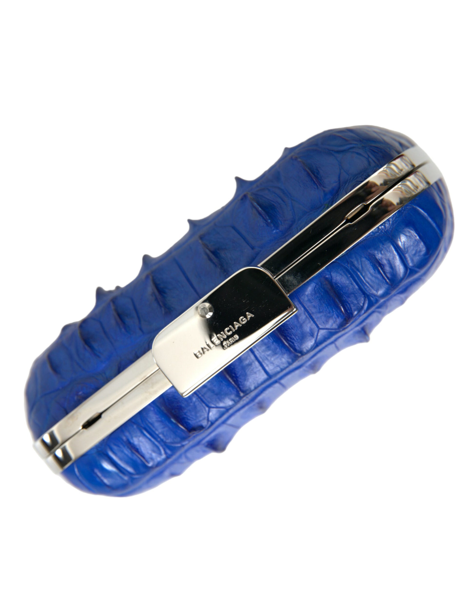 Balenciaga Blue Exotic Skin Leather Shoulder Crossbody Box Clutch Bag - ClickThatClicks 
