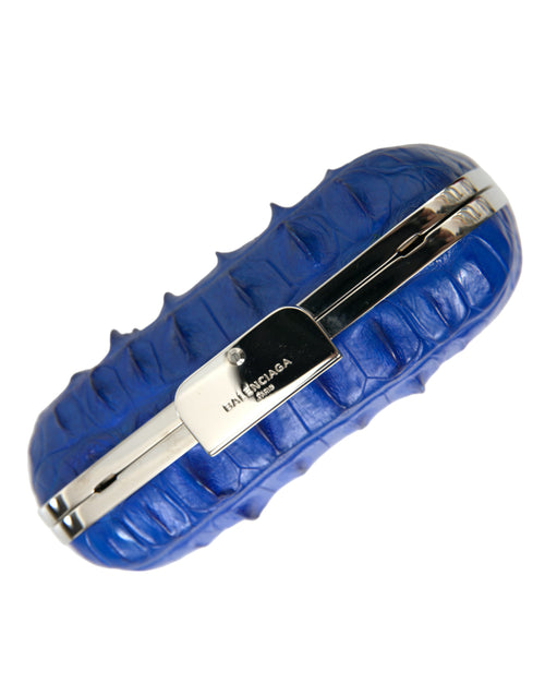 Balenciaga Blue Exotic Skin Leather Shoulder Crossbody Box Clutch Bag - ClickThatClicks 