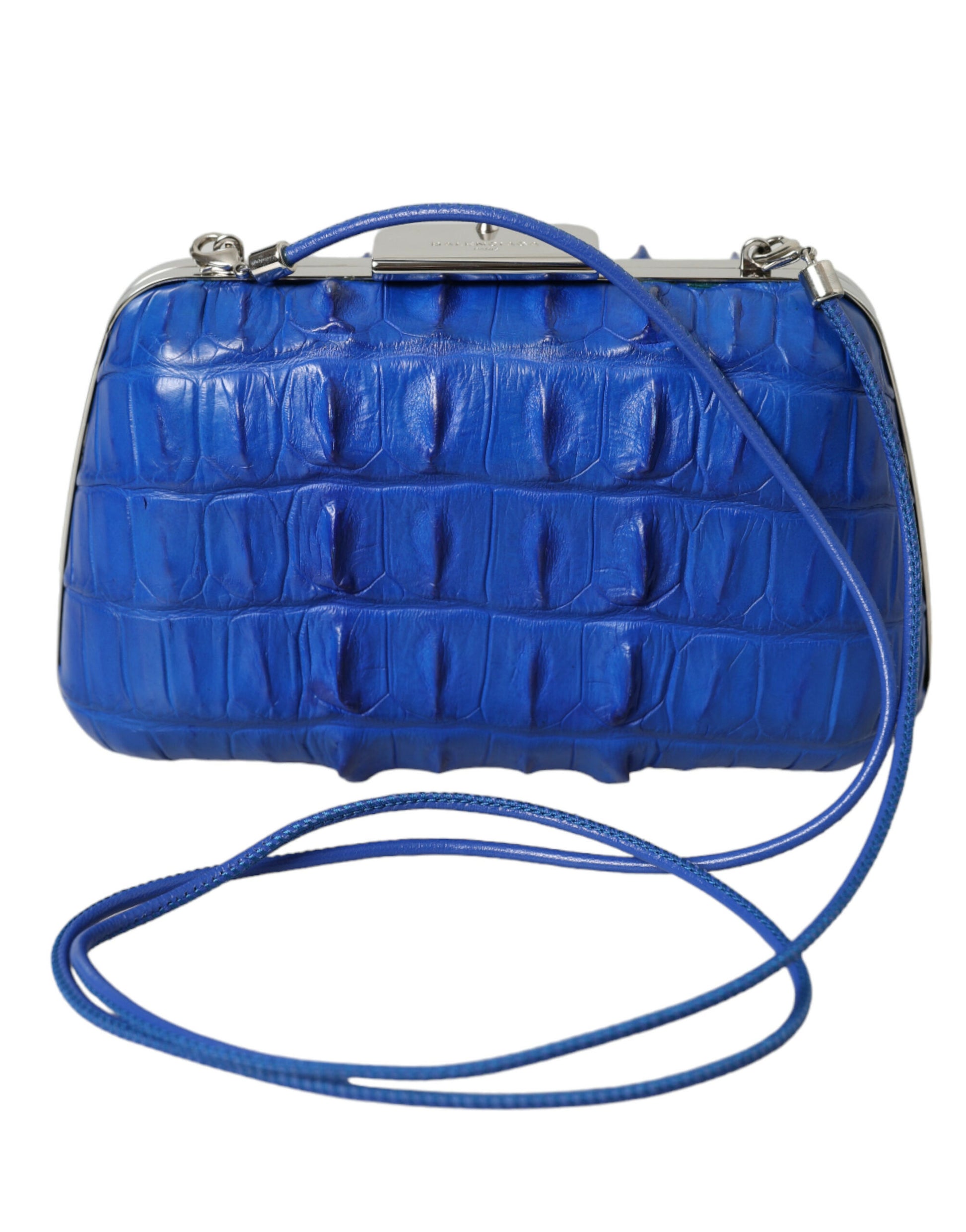 Balenciaga Blue Exotic Skin Leather Shoulder Crossbody Box Clutch Bag - ClickThatClicks 